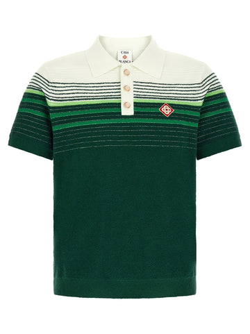 CASABLANCA - 'Bouclé Stripes' polo shirt GREEN