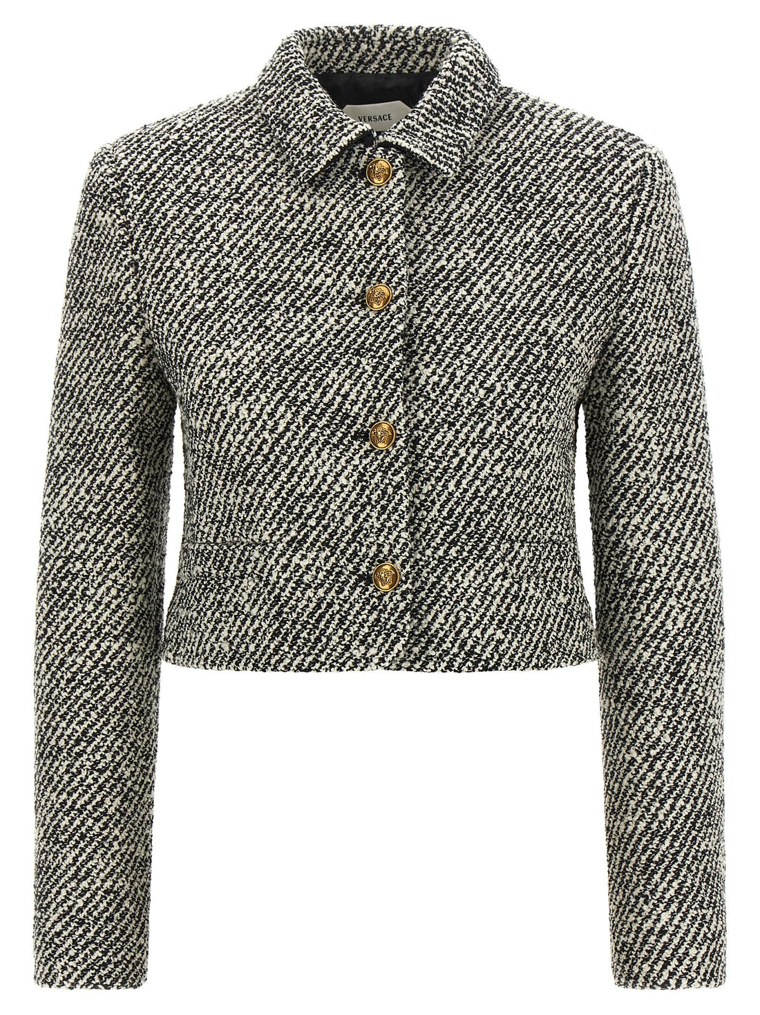Versace - Bouclé wool blend blouson jacket White Black