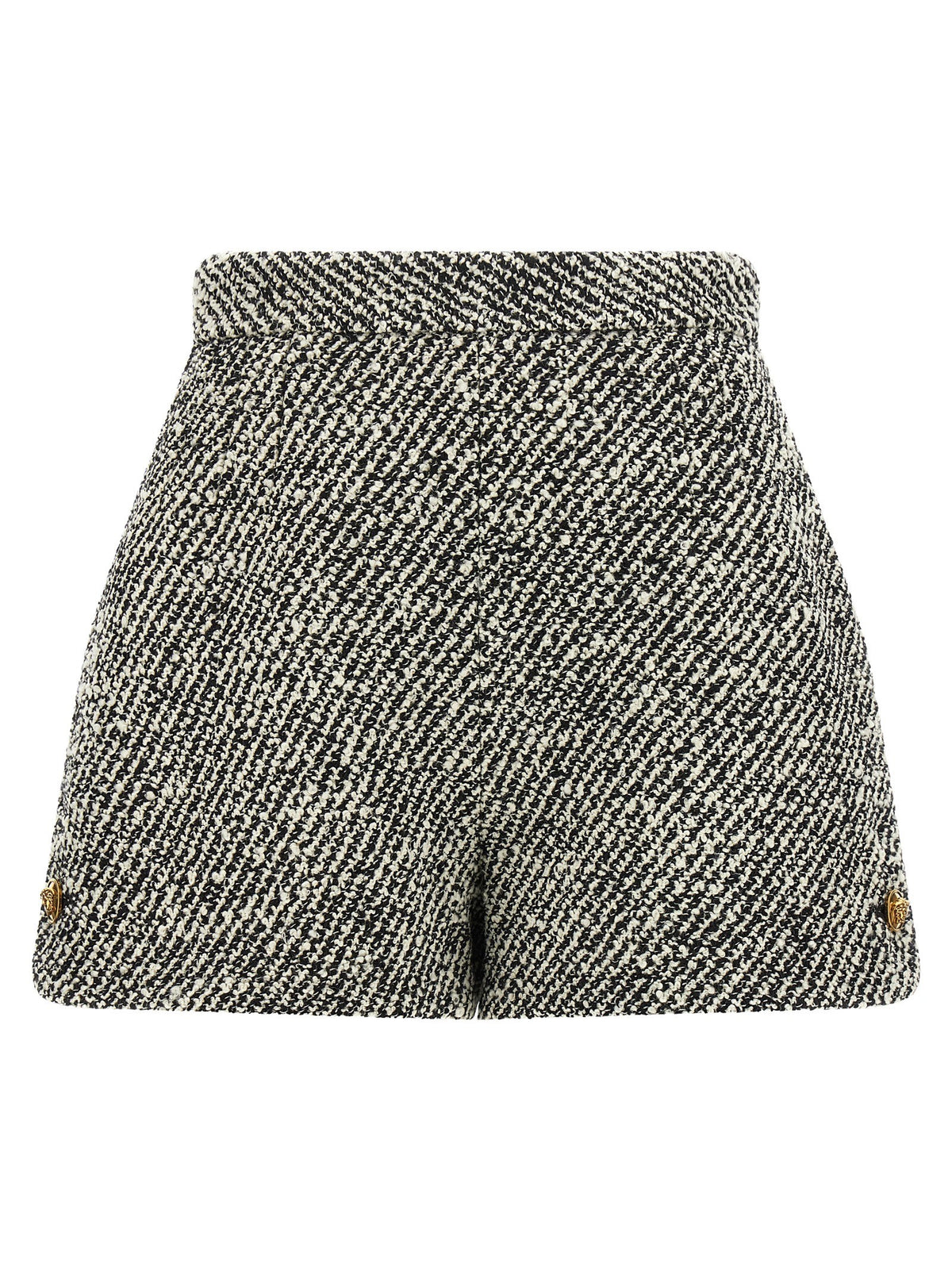 Versace - Bouclé wool shorts White Black