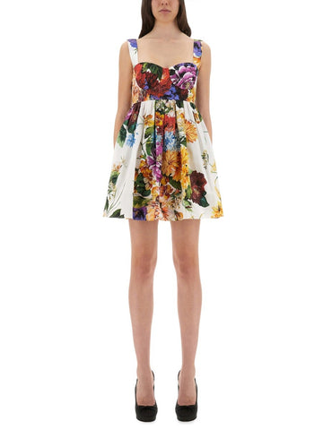 BOUQUET PRINT POPLIN DRESS