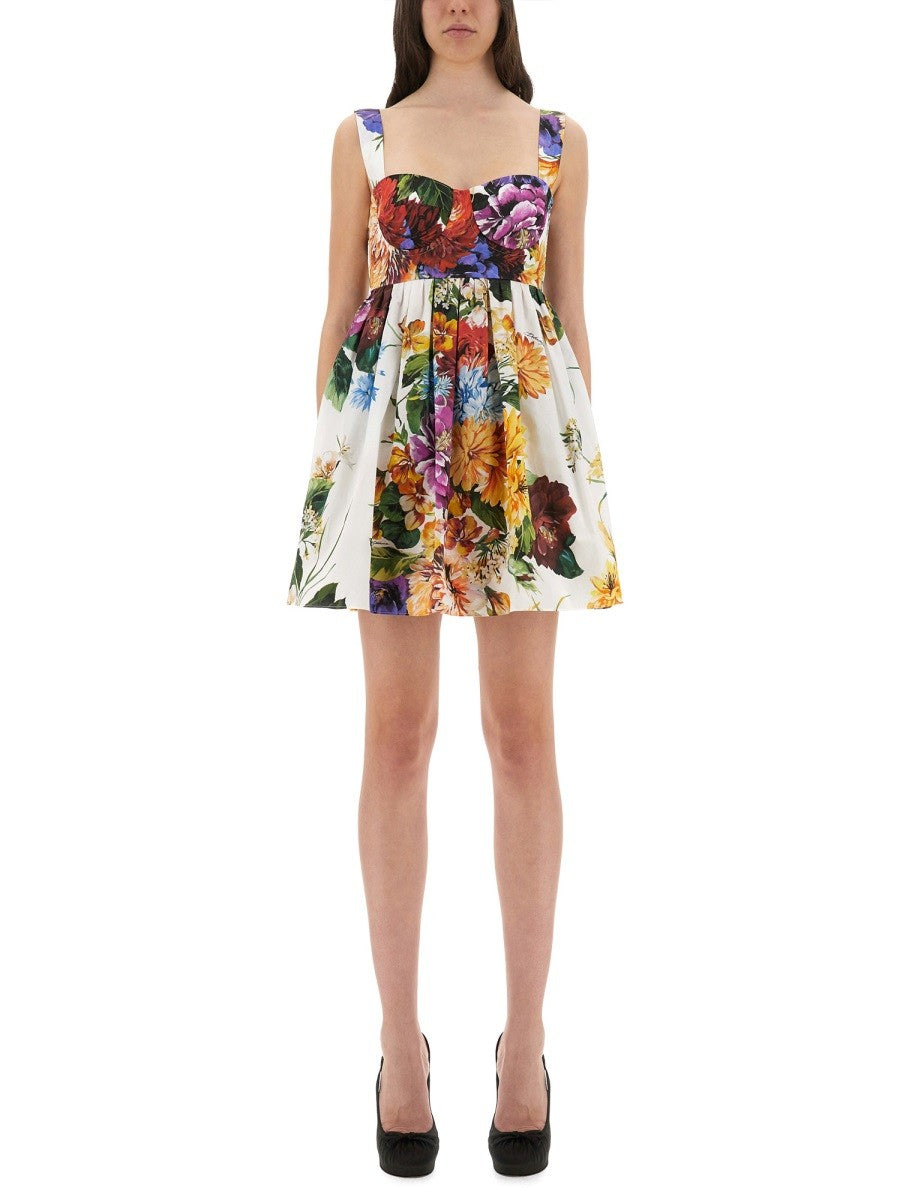 BOUQUET PRINT POPLIN DRESS