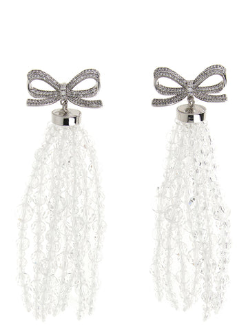 SELF PORTRAIT - 'Bow Beaded Waterfall' earrings