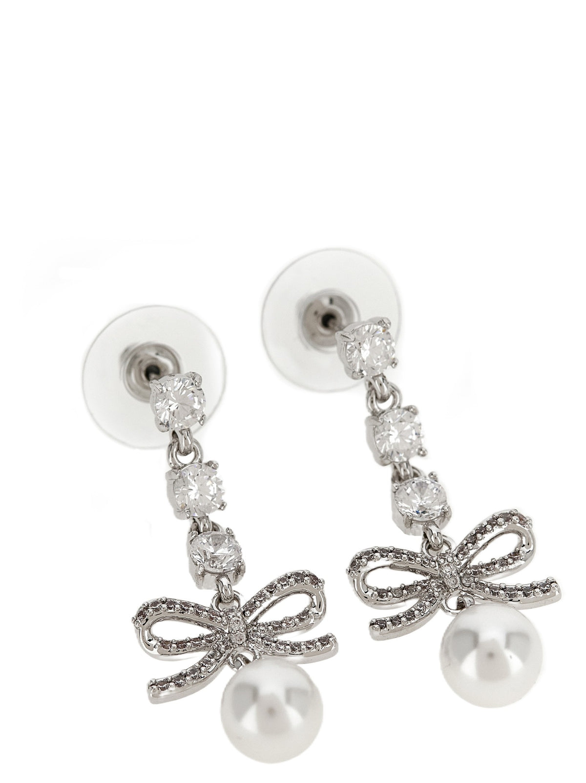 SELF PORTRAIT - 'Bow Crystal Charm' earrings Silver U