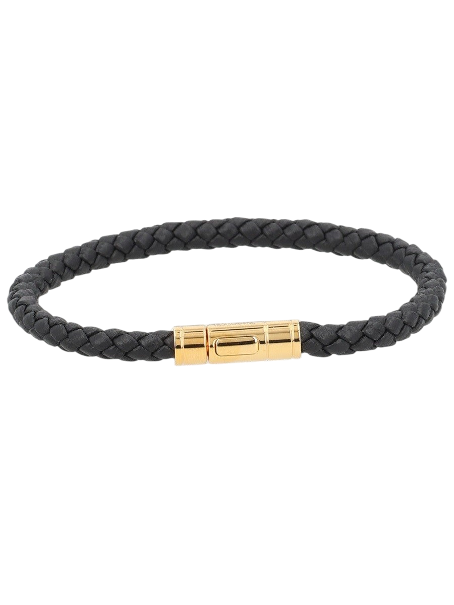 TOM FORD - Braided Leather Bracelet Black L