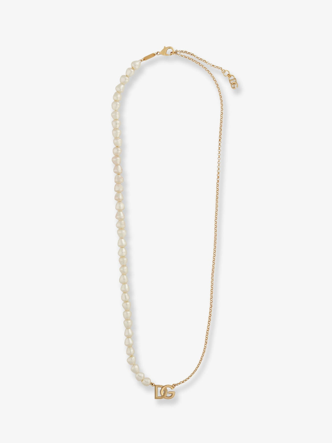 Dolce & Gabbana Brass necklace with pearls and DG logo