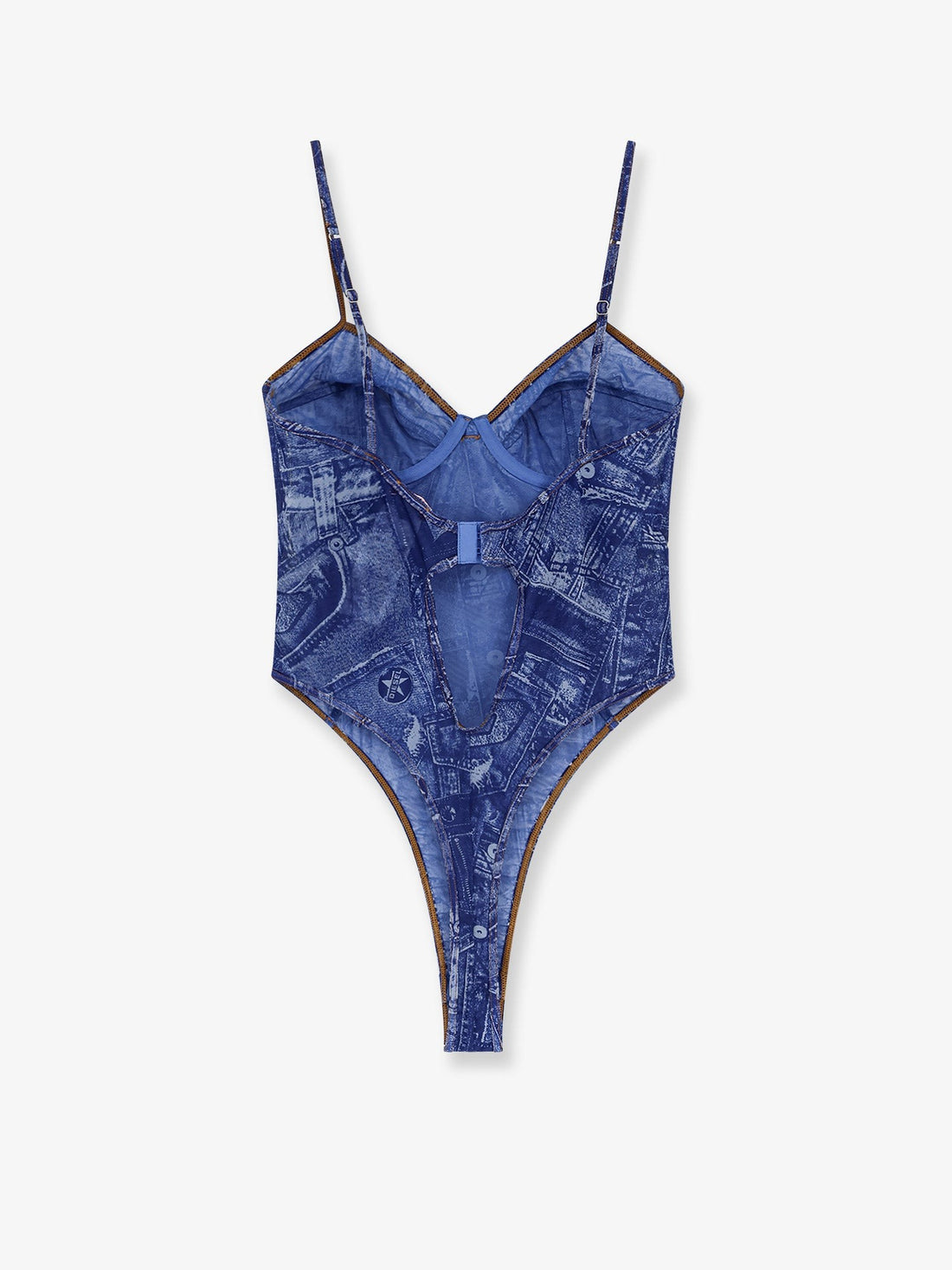 Bridget nylon bodysuit with denim print