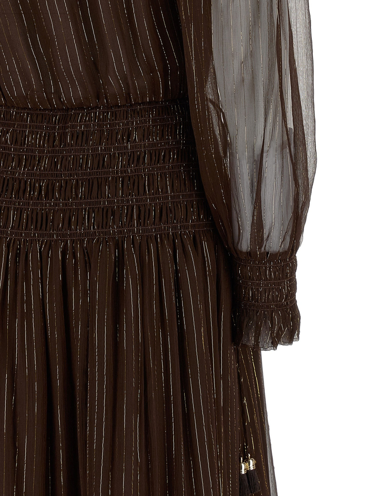 SELF PORTRAIT - 'Brown Georgette Off Shoulder Maxi' dress