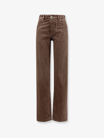 Brown washed boyfriend denim trousers