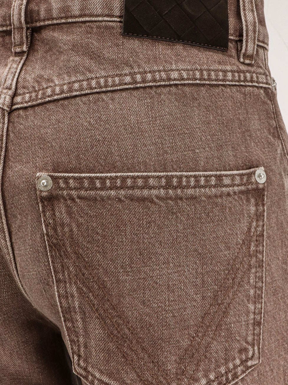 Brown washed boyfriend denim trousers