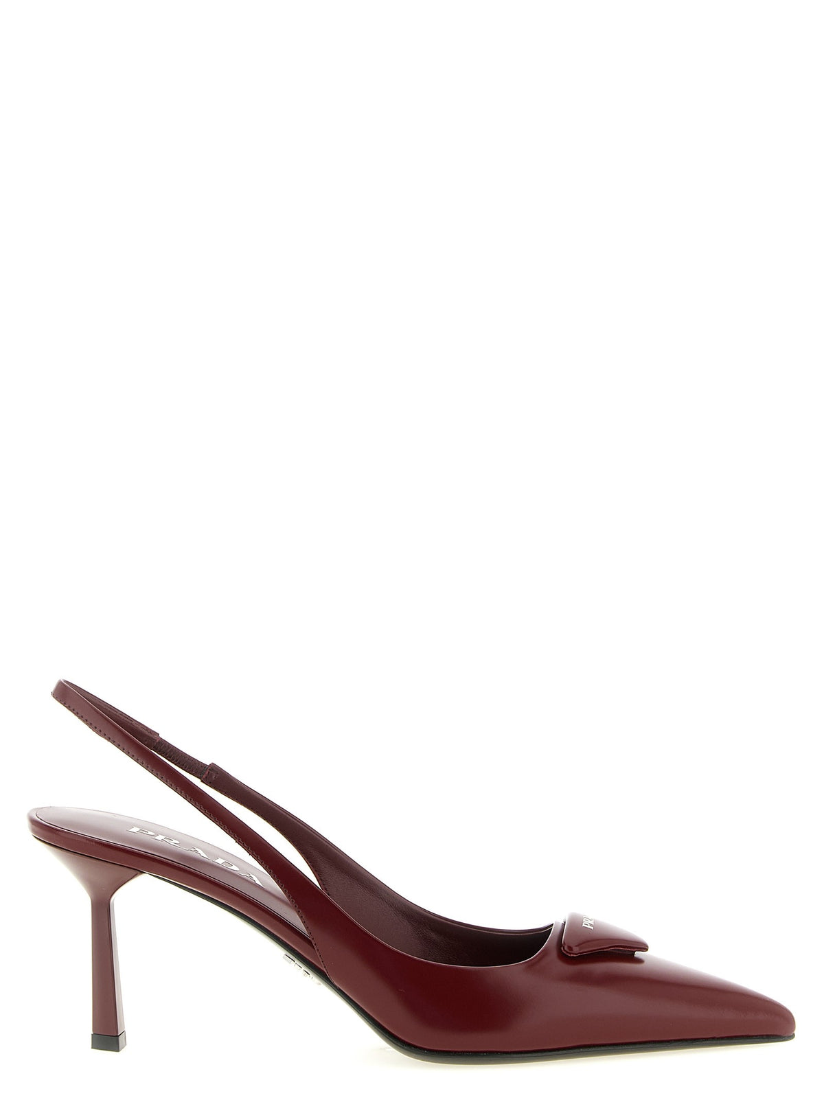 PRADA - Brushed leather slingback Bordeaux