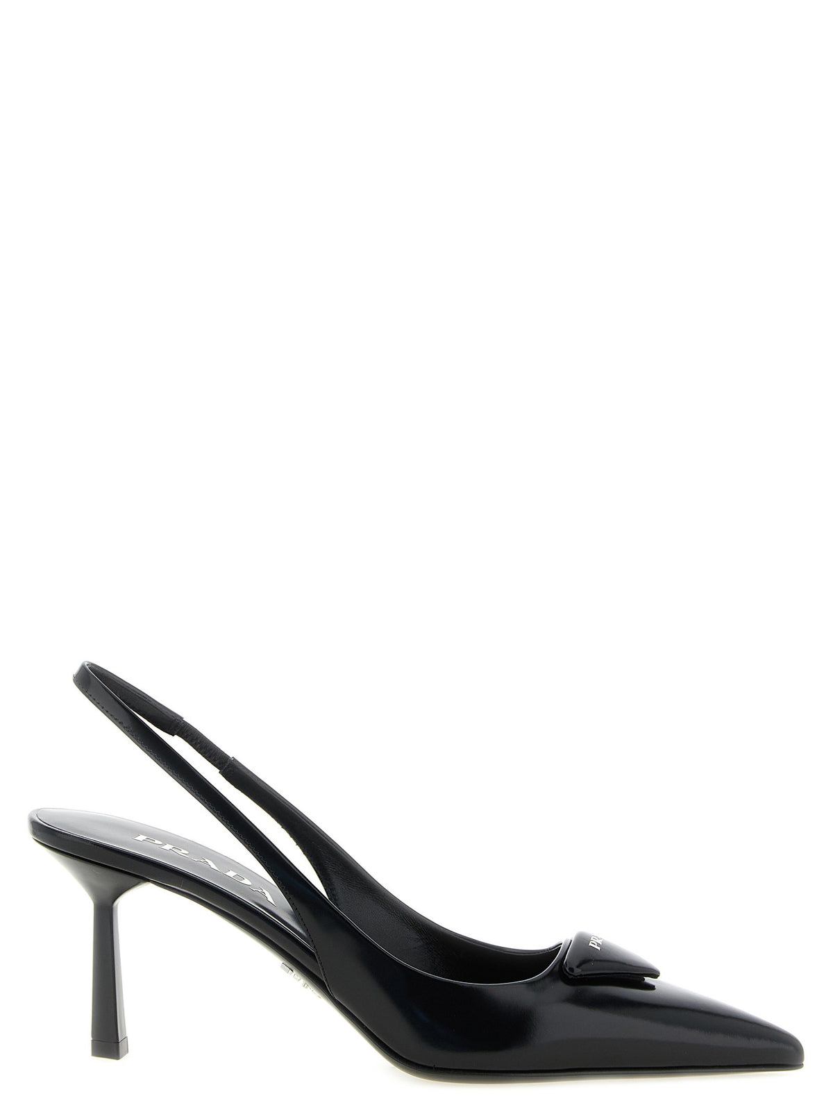 PRADA - Brushed leather slingback Black