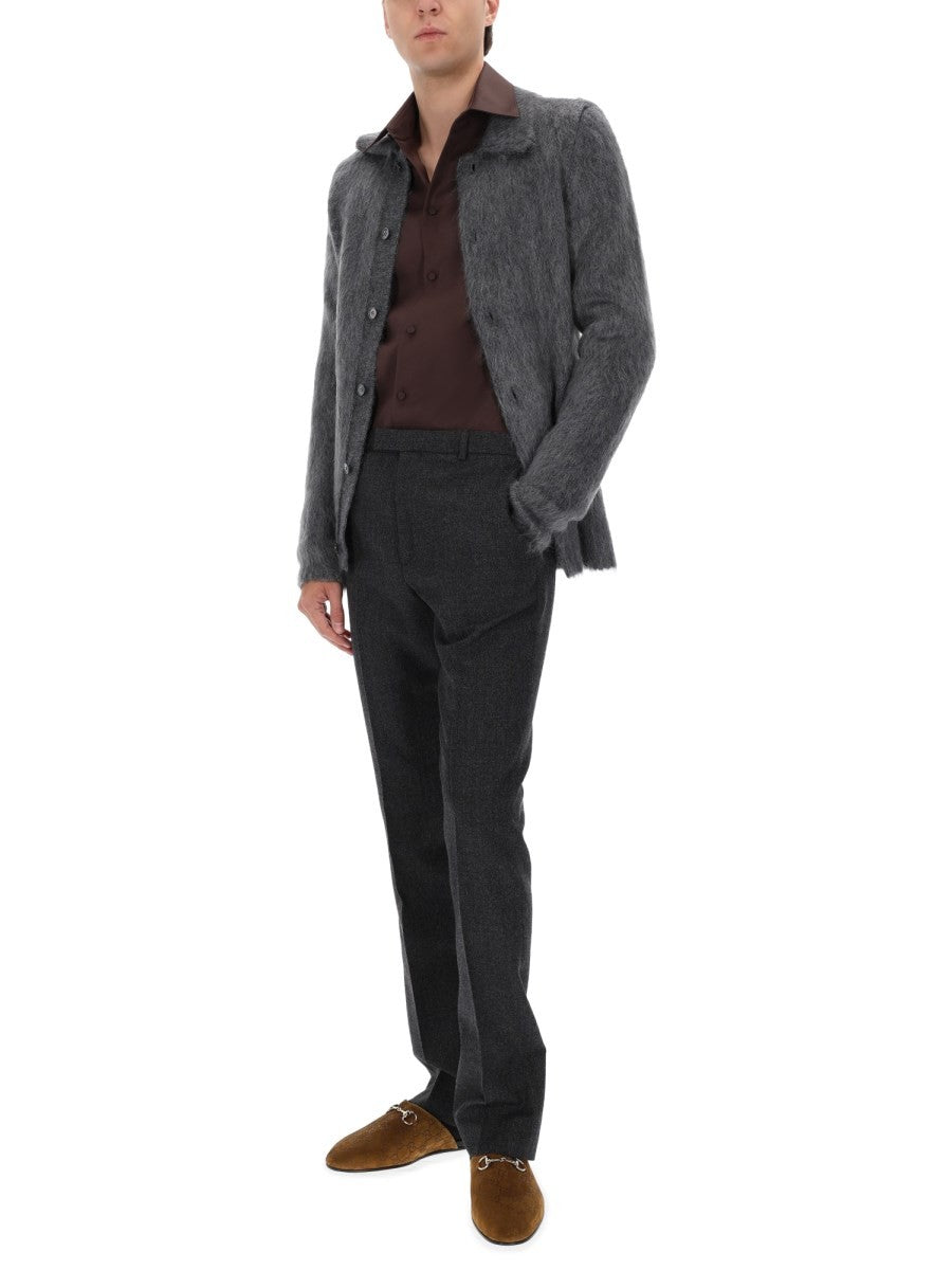 BRUSHED WOOL CARDIGAN