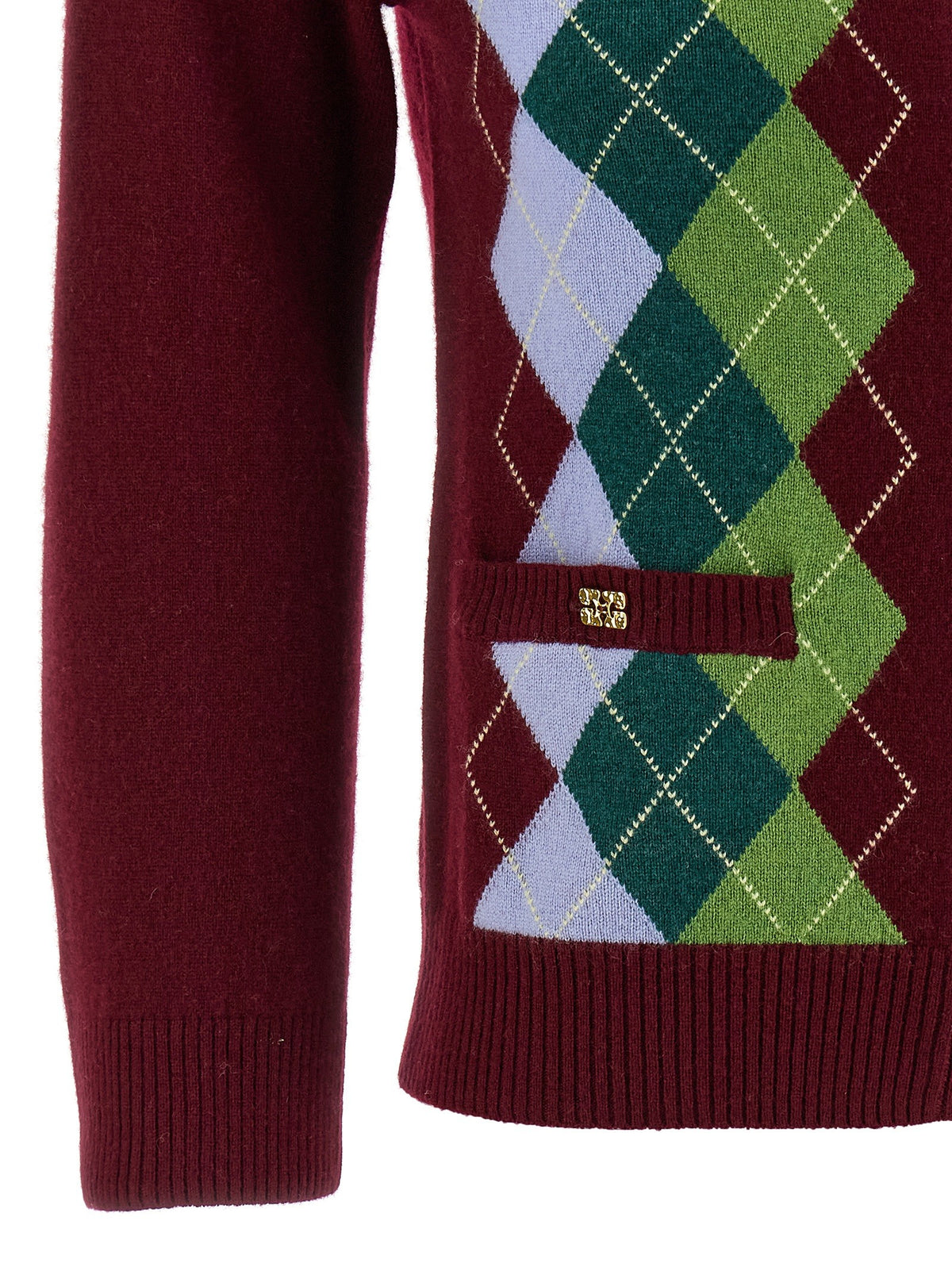 GANNI - 'Burgundy Check' cardigan