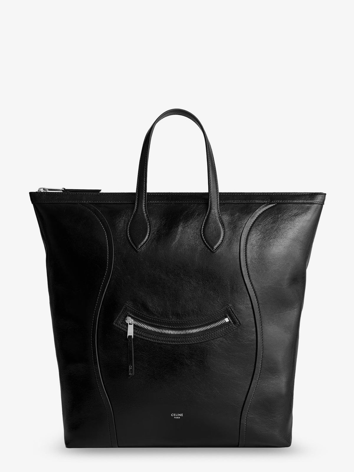 Celine - Cabas leather shopping bag with front logo Black UNI