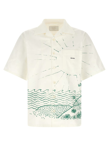 PRADA - 'Cabin' bowling shirt GREEN XL