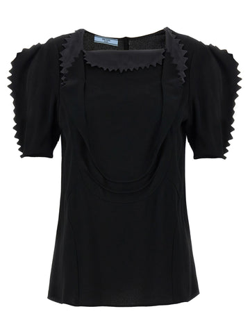 PRADA - Cady crêpe top Black 40 IT