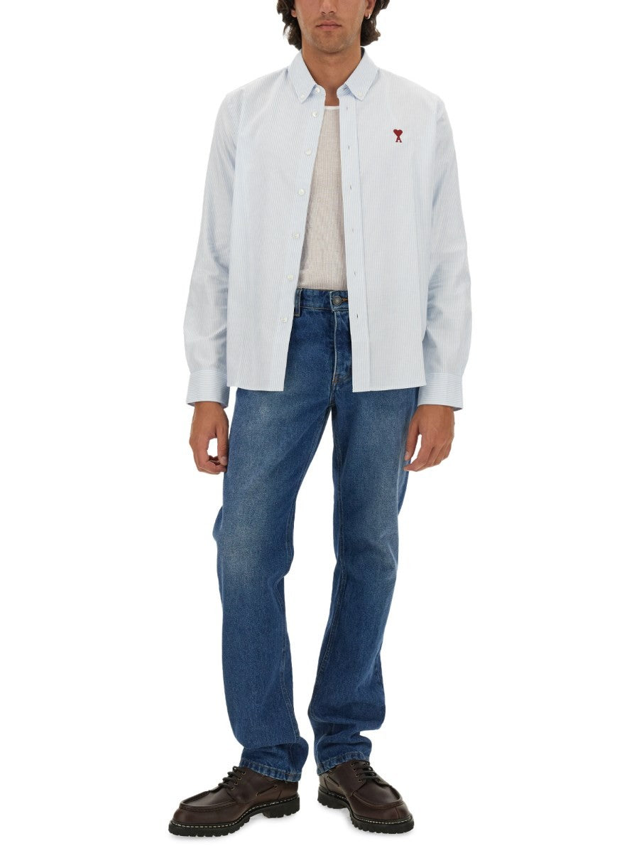 AMI PARIS - CAMICIA CON LOGO Unisex Azure