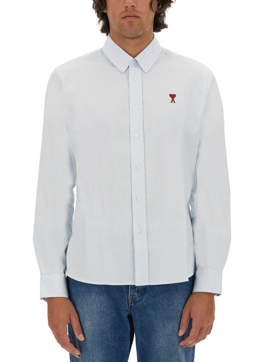 AMI PARIS - CAMICIA CON LOGO Unisex Azure