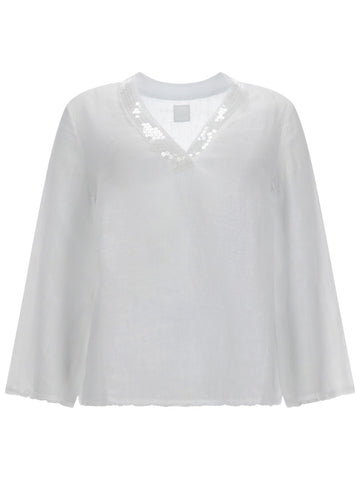 120% LINO - CAMICIA CON SCOLLO A V