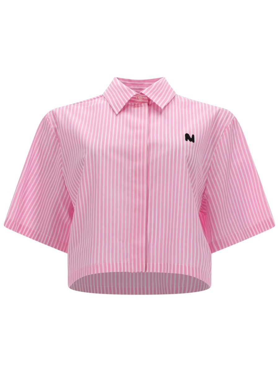 msgm msgm - CAMICIA CROP CON LOGO