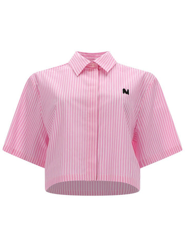 msgm msgm - CAMICIA CROP CON LOGO