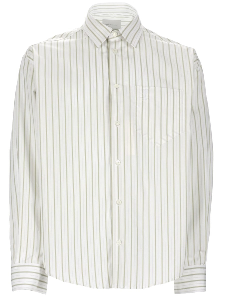AMI PARIS CAMICIA IN COTONE A RIGHE Unisex