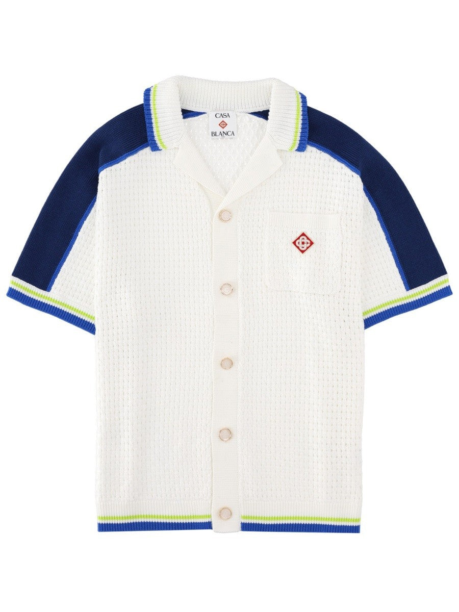 CASABLANCA CASABLANCA - CAMICIA IN CROCHET CON LOGO