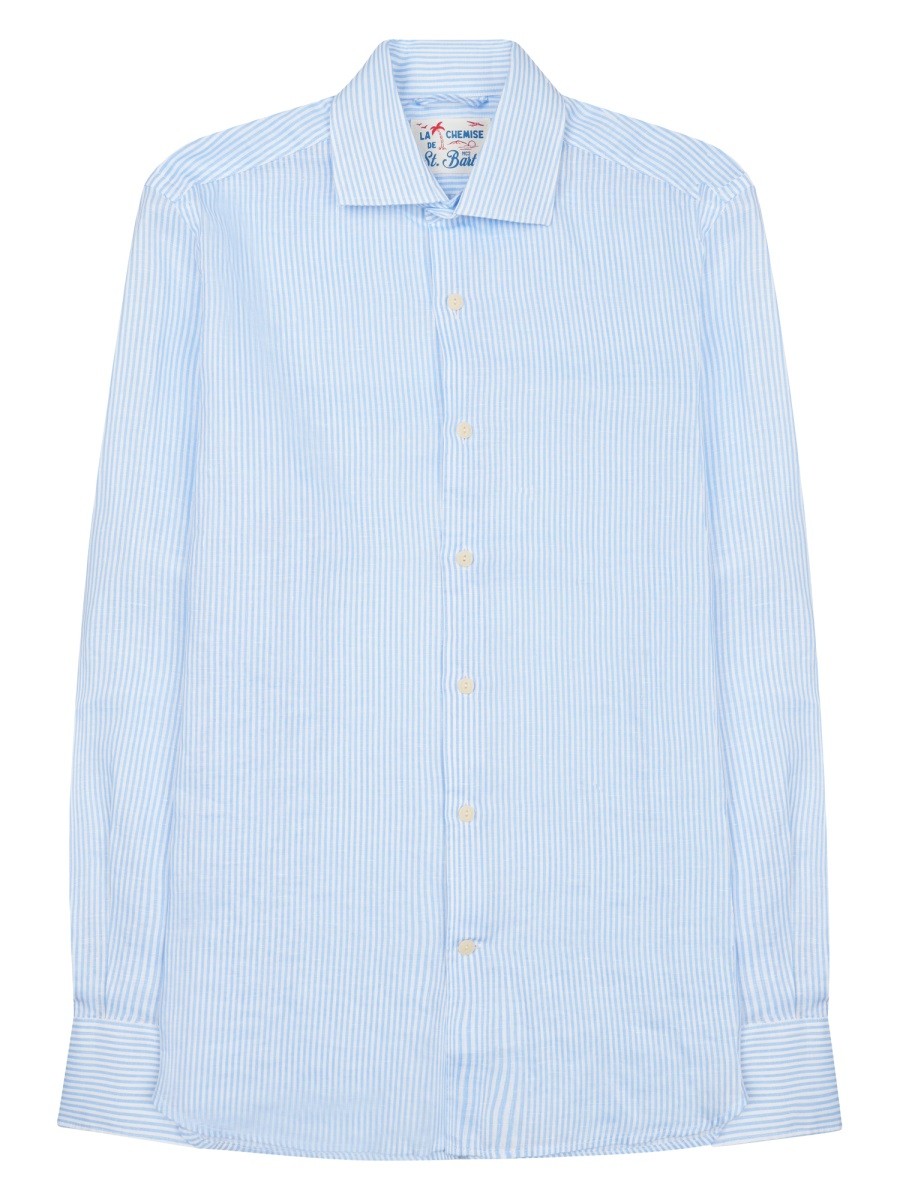 MC2 SAINT BARTH - Pamplona Linen Shirt Blue Baby blue
