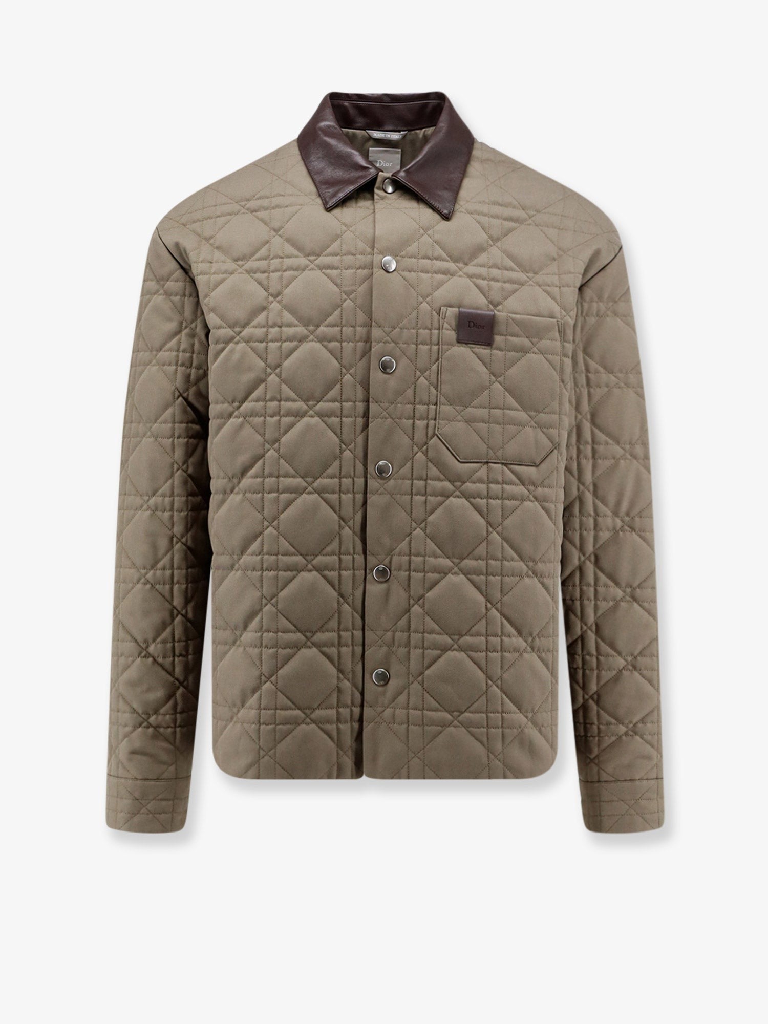 Dior - Cannage Shirt/Jacket with Dior patch and leather collar