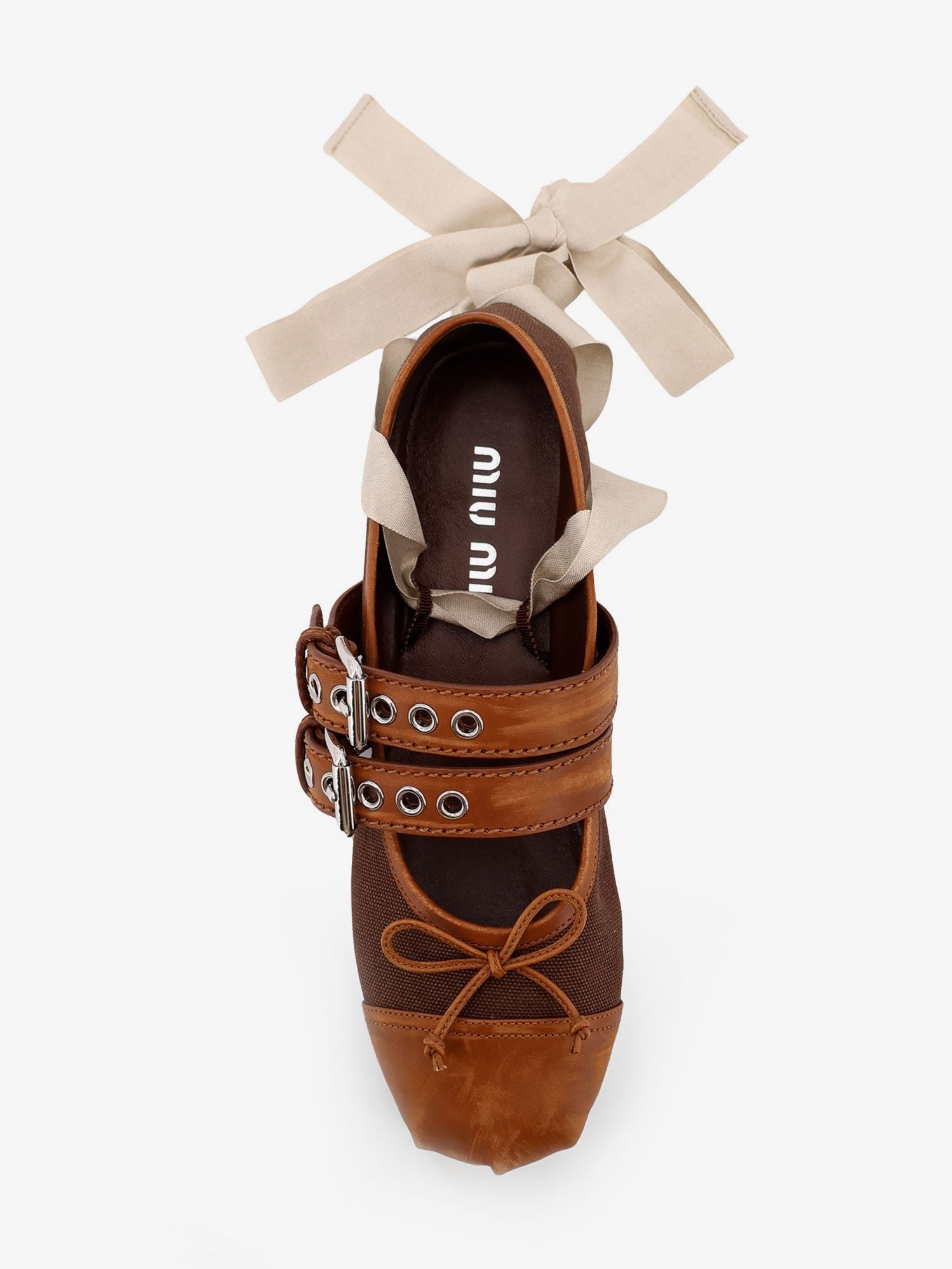 Miu Miu Canvas and leather blend ballerinas