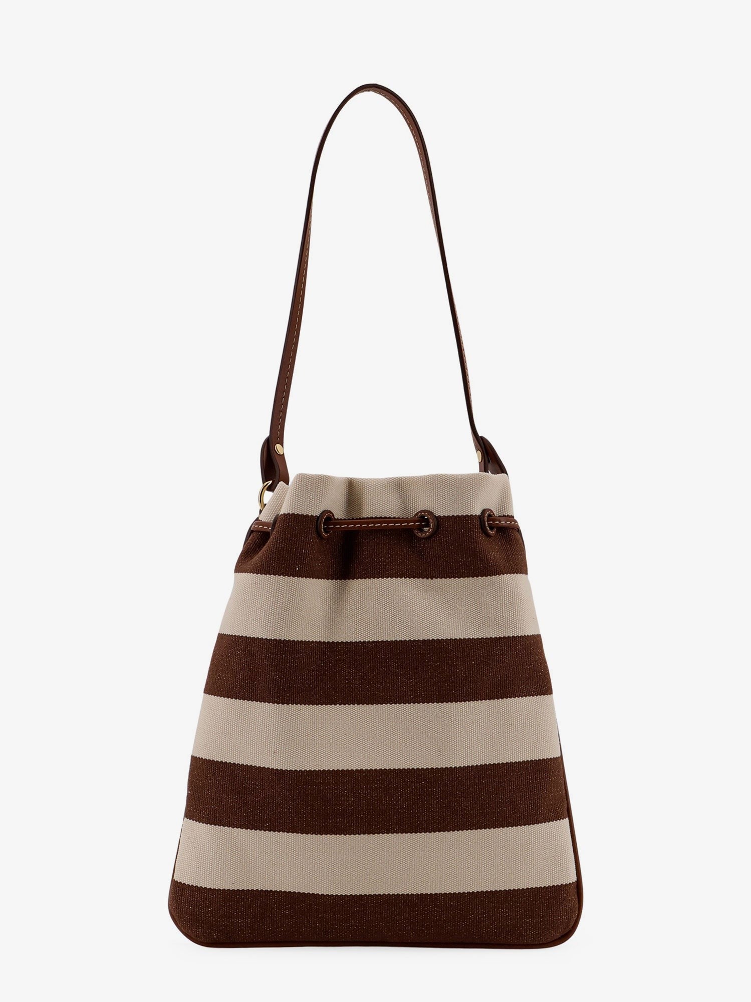 Canvas striped bucket bag