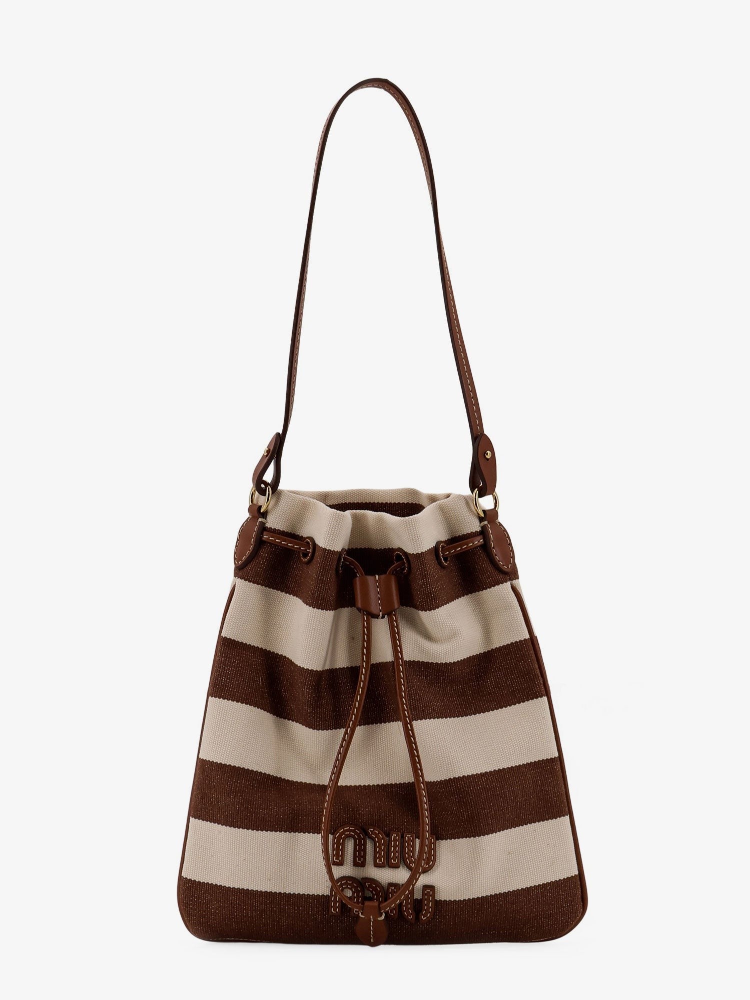 Canvas striped bucket bag