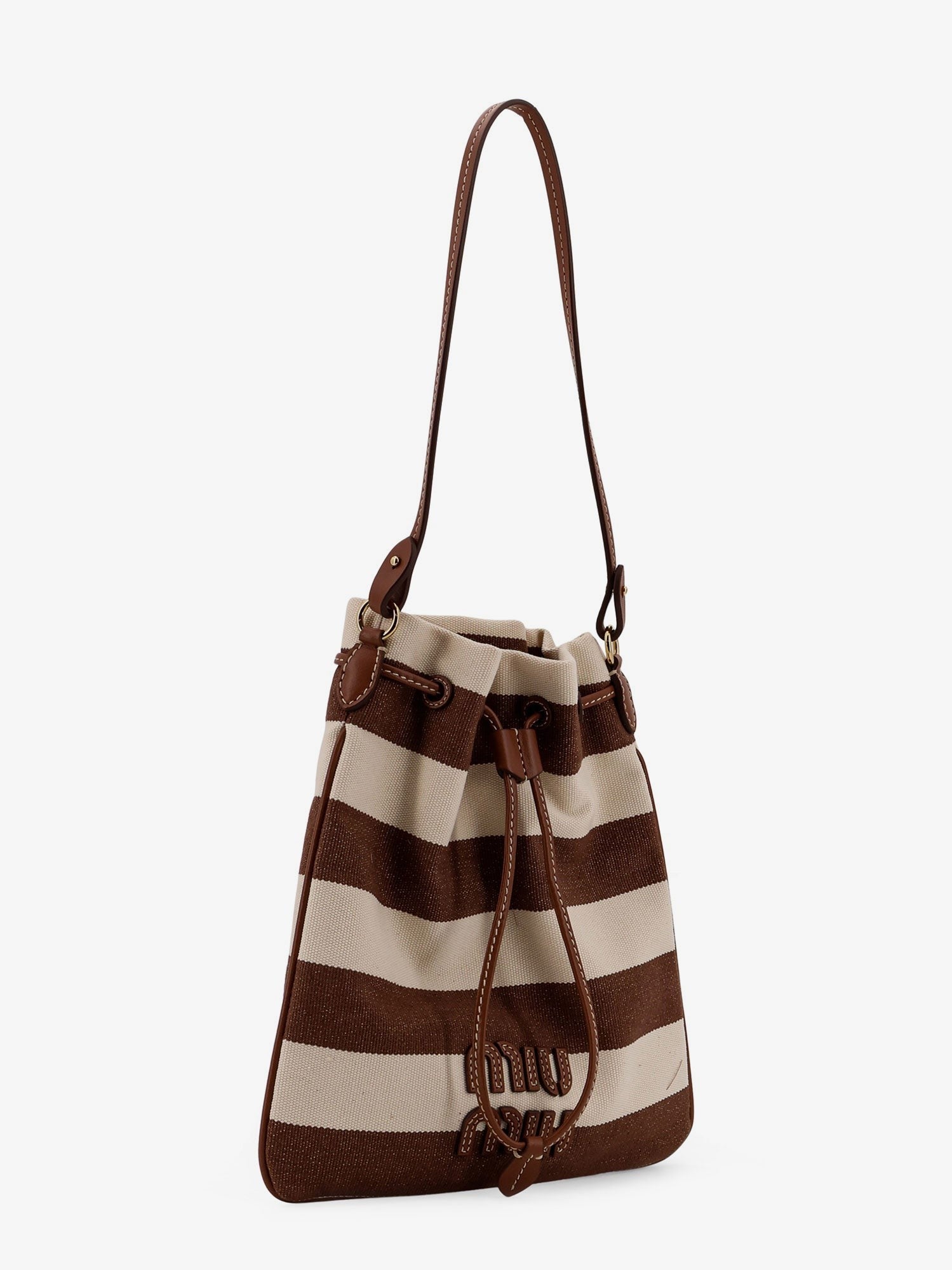 Canvas striped bucket bag