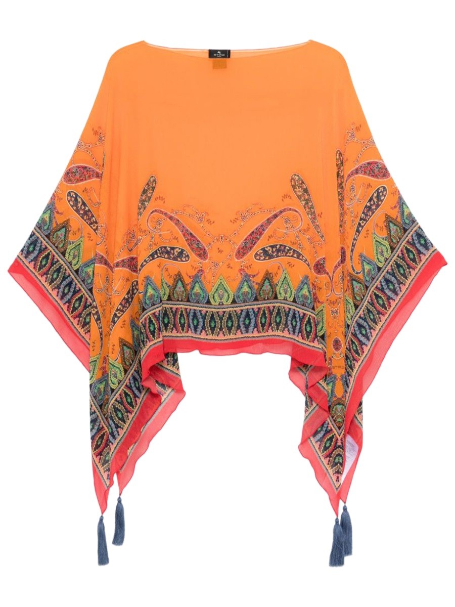 Etro - PONCHO TOP WITH PAISLEY PATTERN cape-with-paisley-pattern