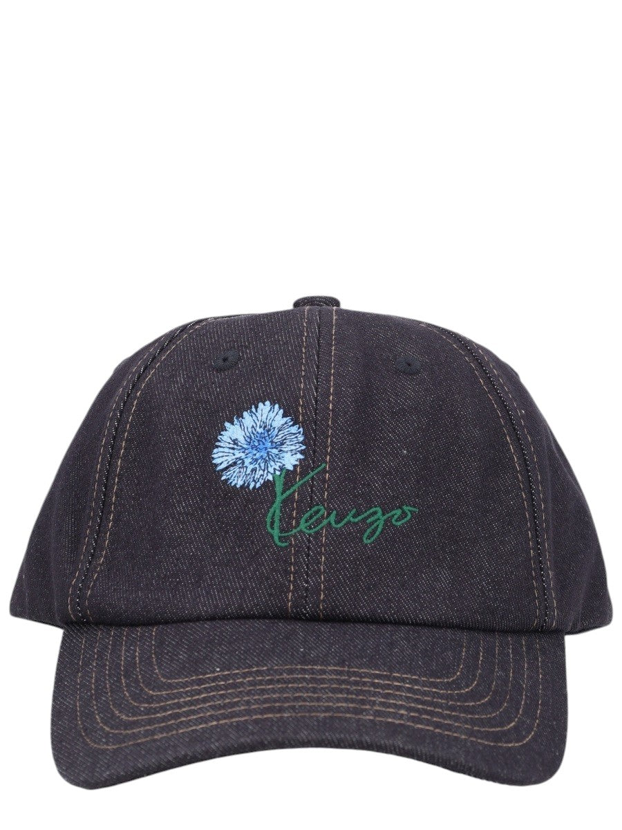 Kenzo - Baseball Denim Cap with Embroidered Tulip Logo cappello-da-baseball-con-logo-ricamato_62cf9bd8-6390-40d3-8689-148b07abe977