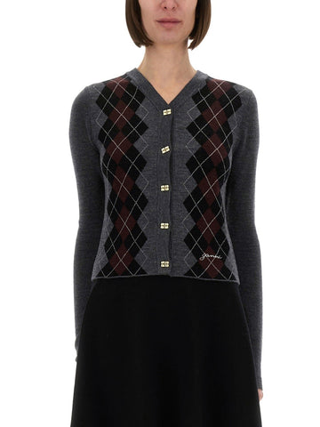 GANNI CARDIGAN IN LANA JACQUARD