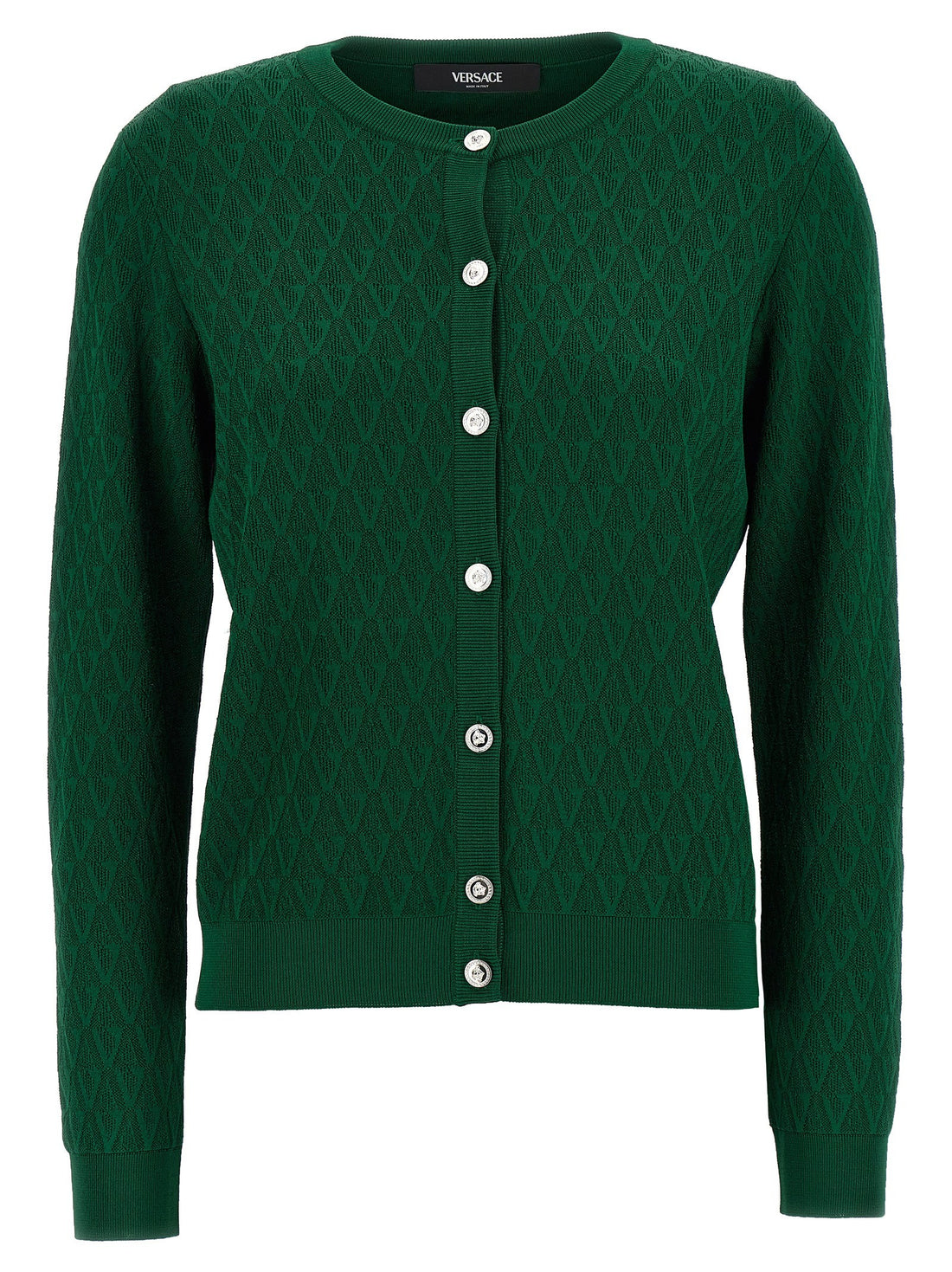 Versace  Green Cardigan with knit pattern V for women