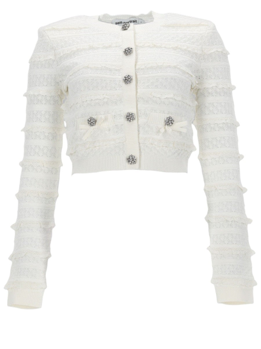 SELF-PORTRAIT - CARDIGAN TRAFORATO CON STRASS