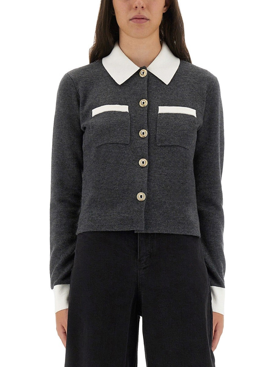 CARDIGAN WITH CONTRASTING COLLAR