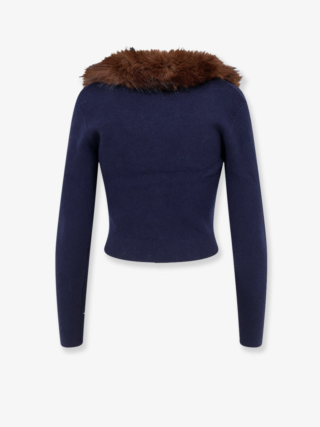 SELF-PORTRAIT - Cardigan with faux fur profile Navy