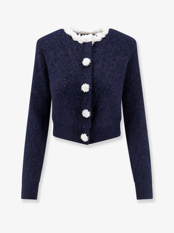 SELF-PORTRAIT - Cardigan with Flower Pearl buttons Navy