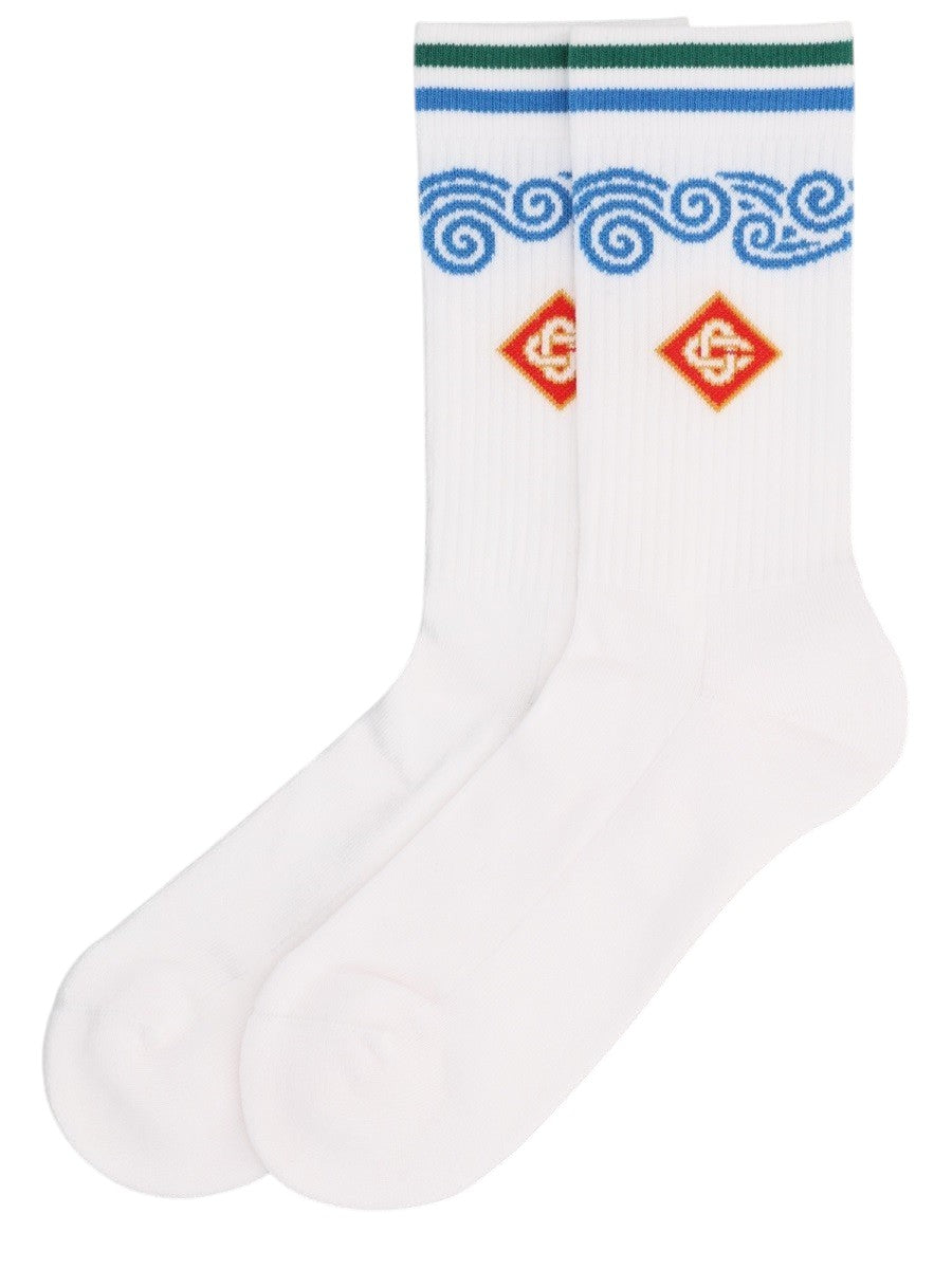 CASABLANCA - Casa Wave Socks - White casablanca-casa-wave-socks-white-front-jpg