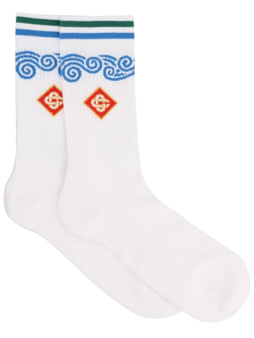 CASABLANCA - Casa Wave Socks - White casablanca-casa-wave-socks-white-front-jpg
