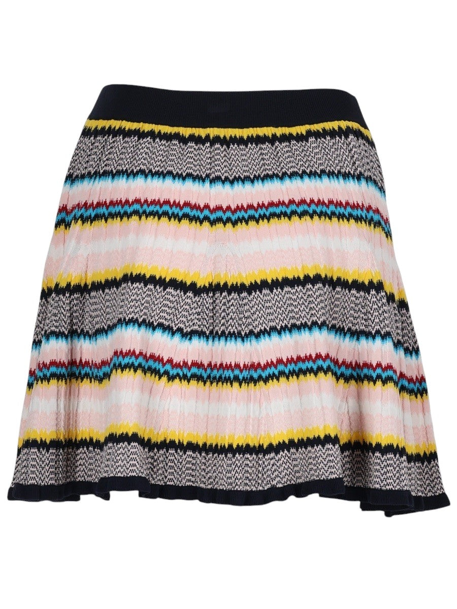 CASABLANCA - Chevron Knit Mini Skirt - Multicolor casablanca-chevron-knit-mini-skirt-multicolor-front-jpg