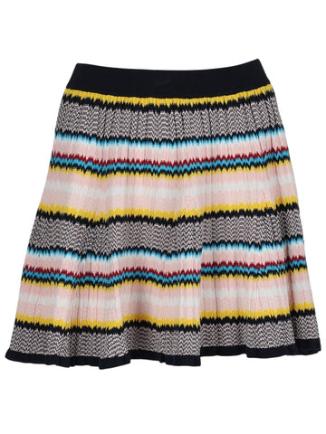 CASABLANCA chevron knit mini skirt in multicolor stripes, finished with a ribbed waistband and soft flared shape