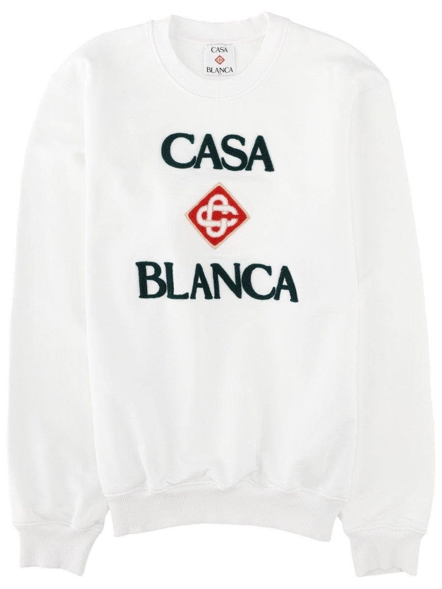 CASABLANCA - Embroidered Logo Sweatshirt - White casablanca-embroidered-logo-sweatshirt-white-front-jpg