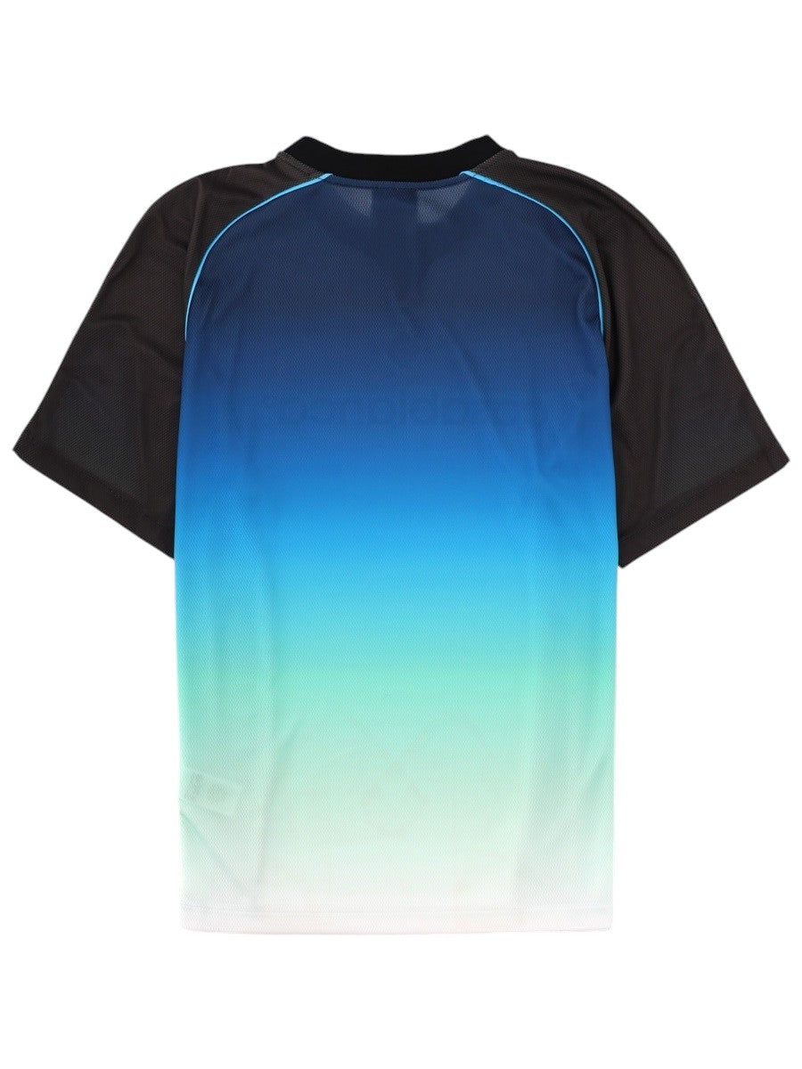 CASABLANCA - Gradient Logo Football T-Shirt - Blue and Black casablanca-gradient-logo-football-t-shirt-blue-black-back-jpg