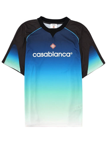 CASABLANCA - Gradient Logo Football T-Shirt - Blue and Black casablanca-gradient-logo-football-t-shirt-blue-black-front-jpg
