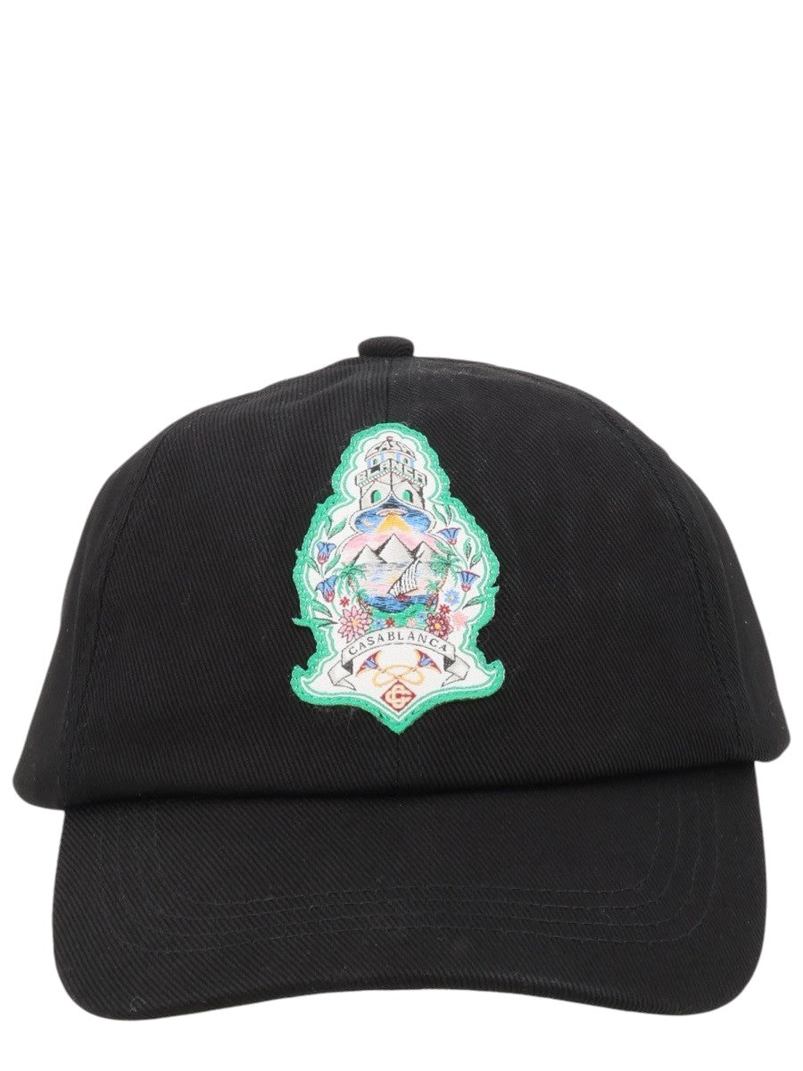 CASABLANCA - Hotel Patch Baseball Cap - Black casablanca-hotel-patch-baseball-cap-black-front-jpg