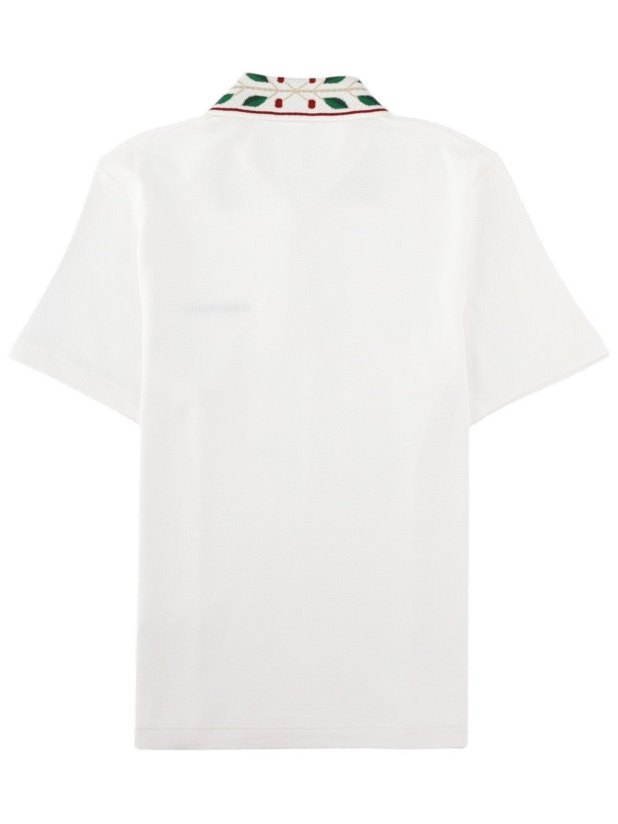 CASABLANCA - Laurel Logo Polo Shirt - White casablanca-laurel-logo-polo-shirt-white-back-jpg